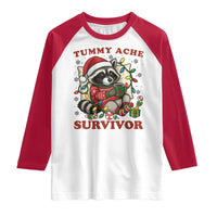 Funny Racoon Christmas Meme Raglan Shirt Tummy Ache Survivor - Wonder Print Shop