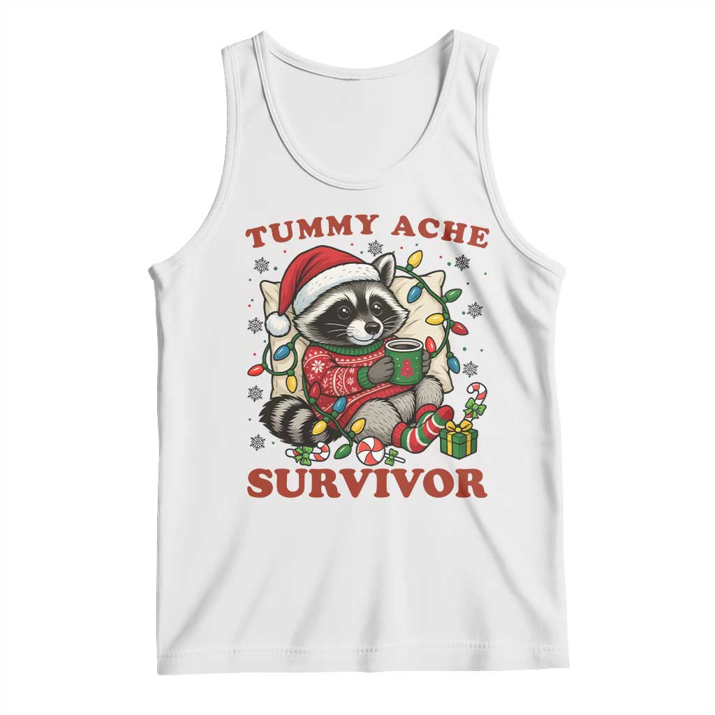 Funny Racoon Christmas Meme Tank Top Tummy Ache Survivor - Wonder Print Shop
