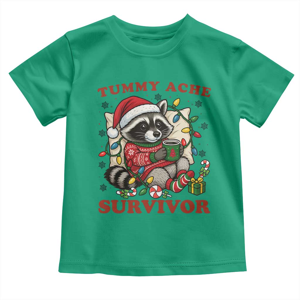 Funny Racoon Christmas Meme Toddler T Shirt Tummy Ache Survivor - Wonder Print Shop