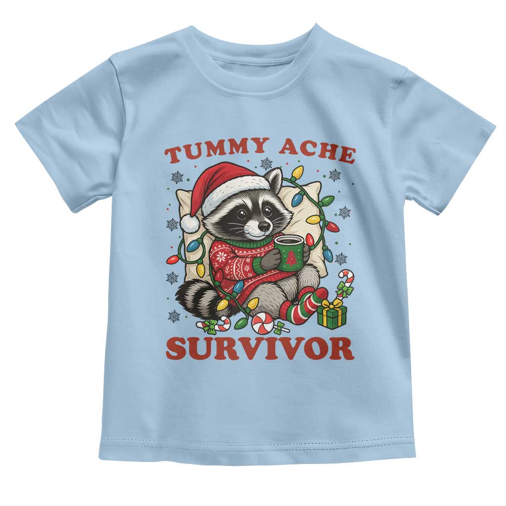 Funny Racoon Christmas Meme Toddler T Shirt Tummy Ache Survivor - Wonder Print Shop