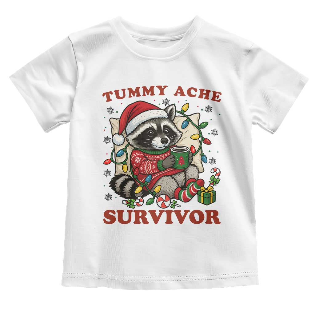Funny Racoon Christmas Meme Toddler T Shirt Tummy Ache Survivor - Wonder Print Shop