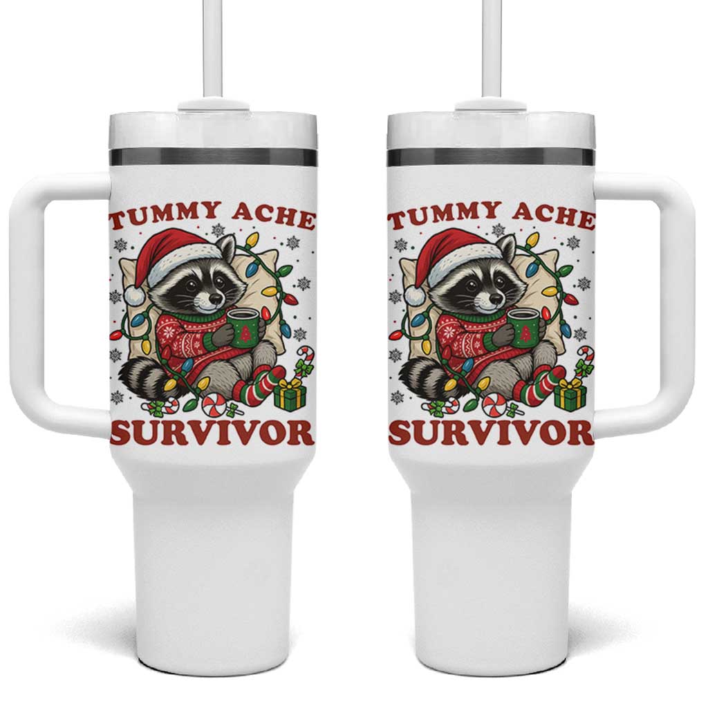 Funny Racoon Christmas Meme Tumbler With Handle Tummy Ache Survivor - Wonder Print Shop