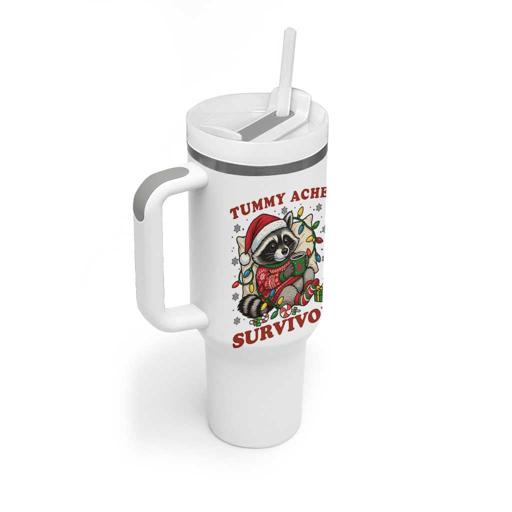 Funny Racoon Christmas Meme Tumbler With Handle Tummy Ache Survivor - Wonder Print Shop