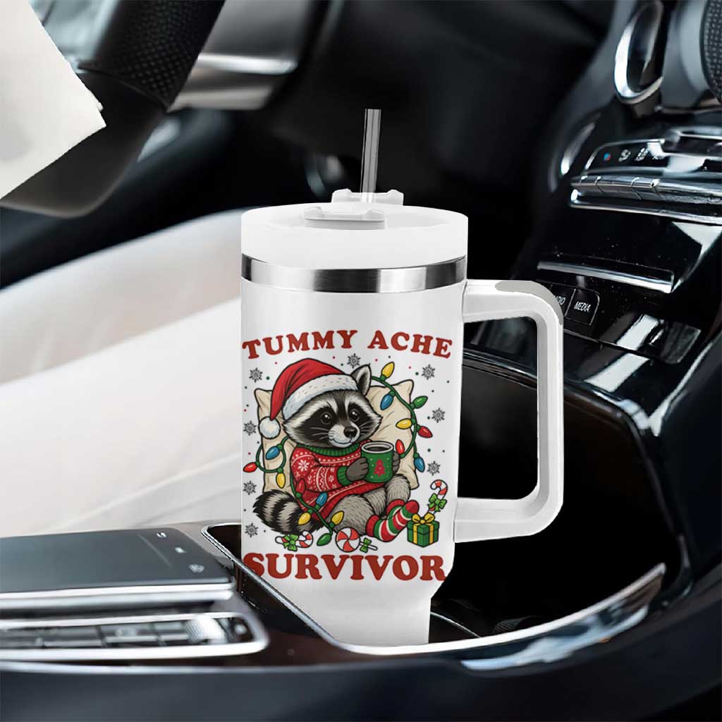 Funny Racoon Christmas Meme Tumbler With Handle Tummy Ache Survivor - Wonder Print Shop