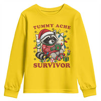 Funny Racoon Christmas Meme Youth Sweatshirt Tummy Ache Survivor - Wonder Print Shop