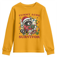 Funny Racoon Christmas Meme Youth Sweatshirt Tummy Ache Survivor - Wonder Print Shop