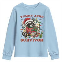 Funny Racoon Christmas Meme Youth Sweatshirt Tummy Ache Survivor - Wonder Print Shop
