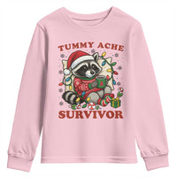 Funny Racoon Christmas Meme Youth Sweatshirt Tummy Ache Survivor - Wonder Print Shop