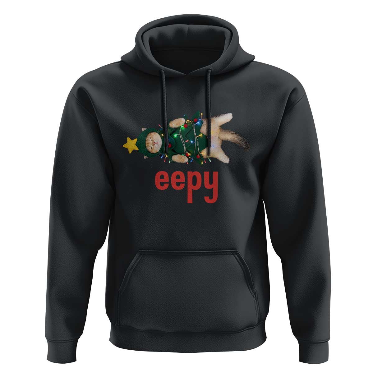 Cat Christmas Meme Hoodie Eepy Kitten Silly Sleepy - Wonder Print Shop