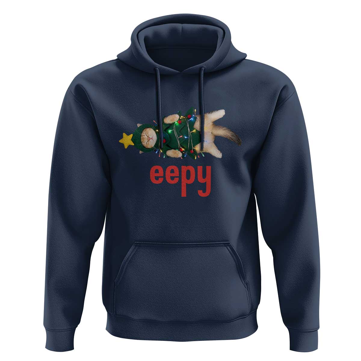 Cat Christmas Meme Hoodie Eepy Kitten Silly Sleepy - Wonder Print Shop