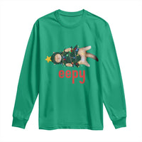 Cat Christmas Meme Long Sleeve Shirt Eepy Kitten Silly Sleepy - Wonder Print Shop