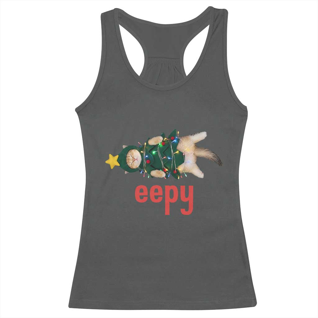 Cat Christmas Meme Racerback Tank Top Eepy Kitten Silly Sleepy - Wonder Print Shop