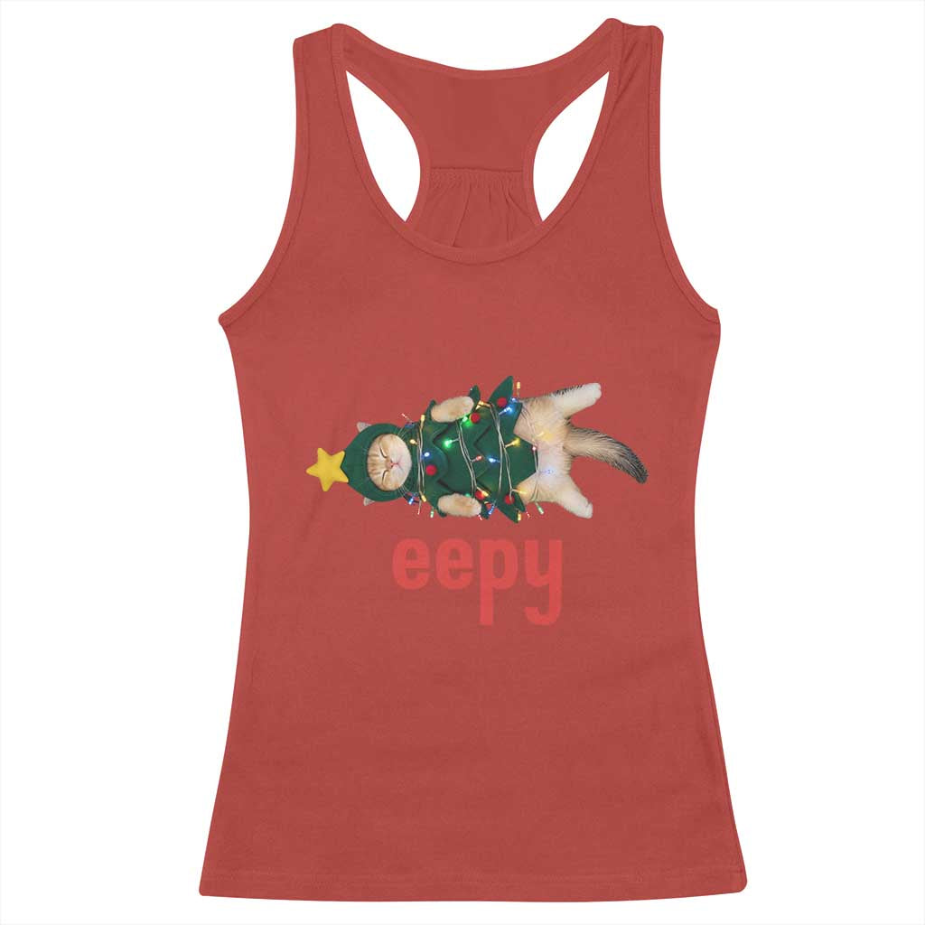 Cat Christmas Meme Racerback Tank Top Eepy Kitten Silly Sleepy - Wonder Print Shop