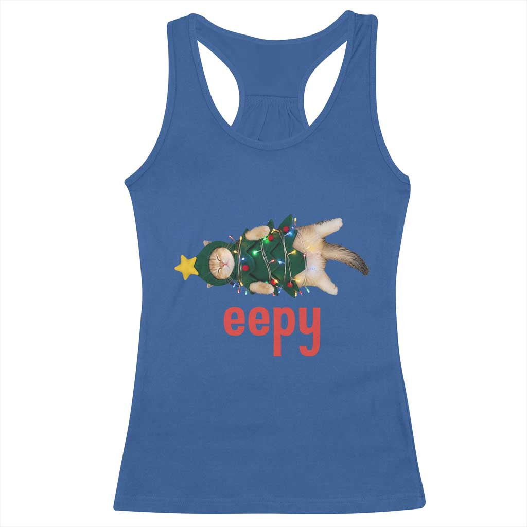 Cat Christmas Meme Racerback Tank Top Eepy Kitten Silly Sleepy - Wonder Print Shop