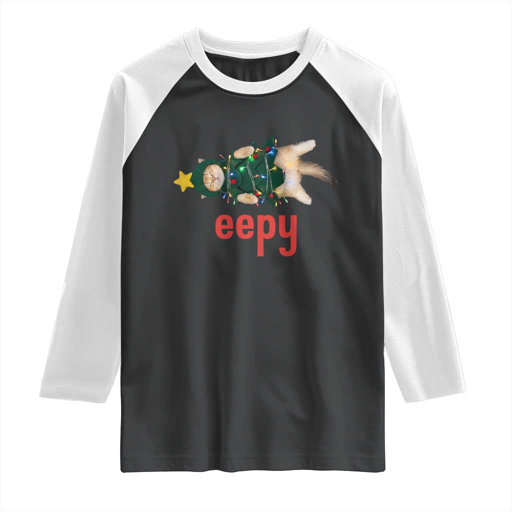 Cat Christmas Meme Raglan Shirt Eepy Kitten Silly Sleepy - Wonder Print Shop