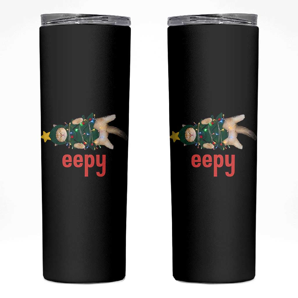 Cat Christmas Meme Skinny Tumbler Eepy Kitten Silly Sleepy - Wonder Print Shop