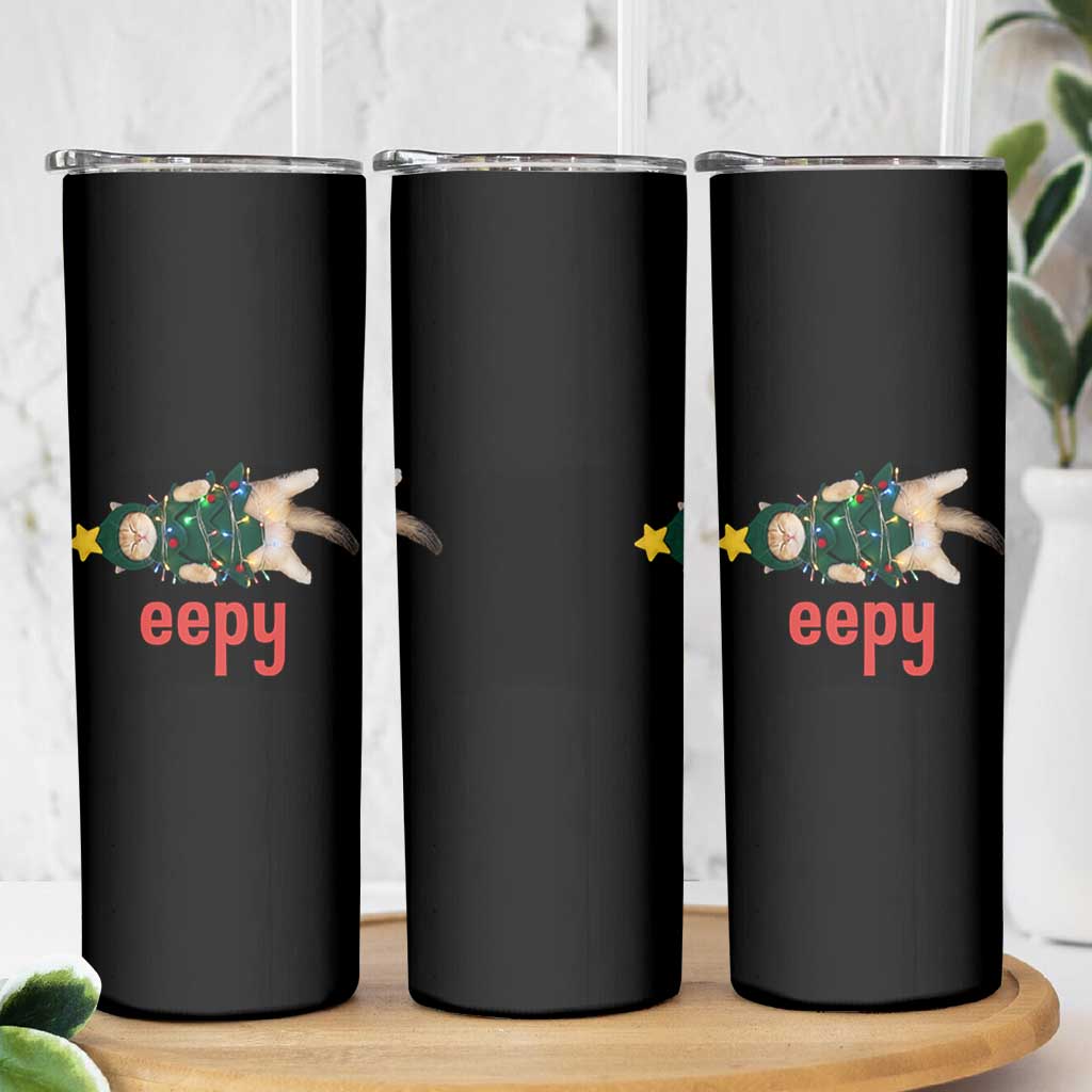 Cat Christmas Meme Skinny Tumbler Eepy Kitten Silly Sleepy - Wonder Print Shop