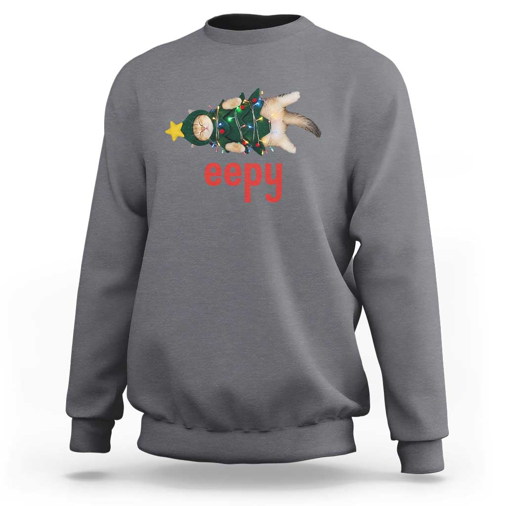 Cat Christmas Meme Sweatshirt Eepy Kitten Silly Sleepy - Wonder Print Shop