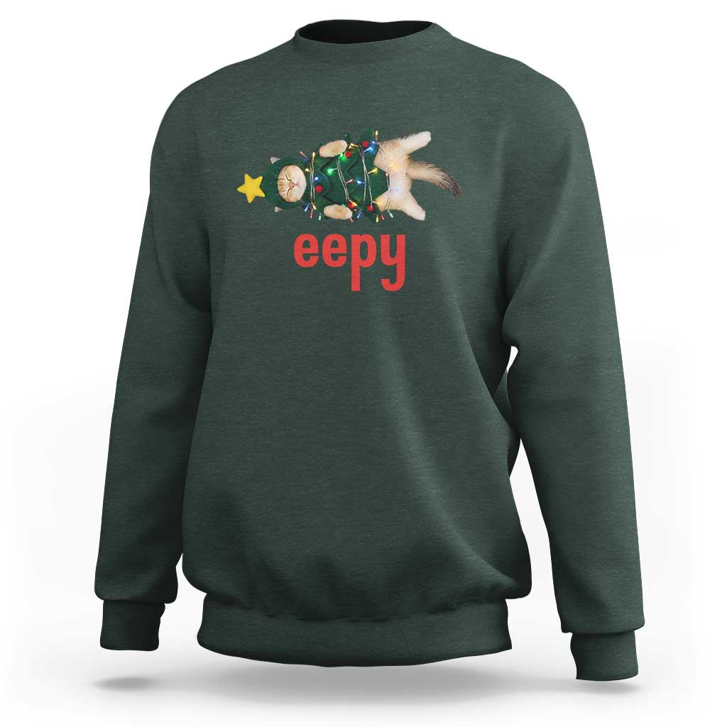 Cat Christmas Meme Sweatshirt Eepy Kitten Silly Sleepy - Wonder Print Shop