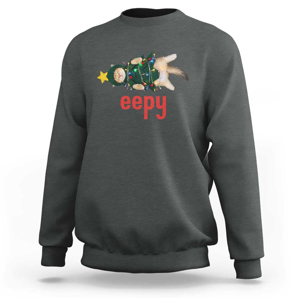 Cat Christmas Meme Sweatshirt Eepy Kitten Silly Sleepy - Wonder Print Shop