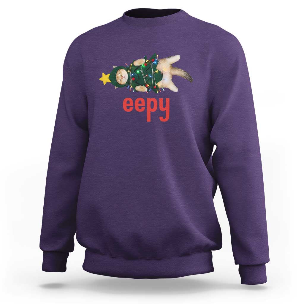 Cat Christmas Meme Sweatshirt Eepy Kitten Silly Sleepy - Wonder Print Shop
