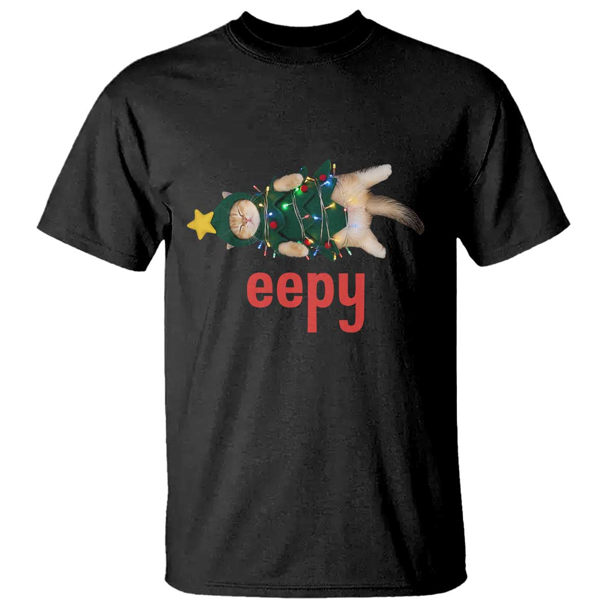 Cat Christmas Meme T Shirt Eepy Kitten Silly Sleepy - Wonder Print Shop