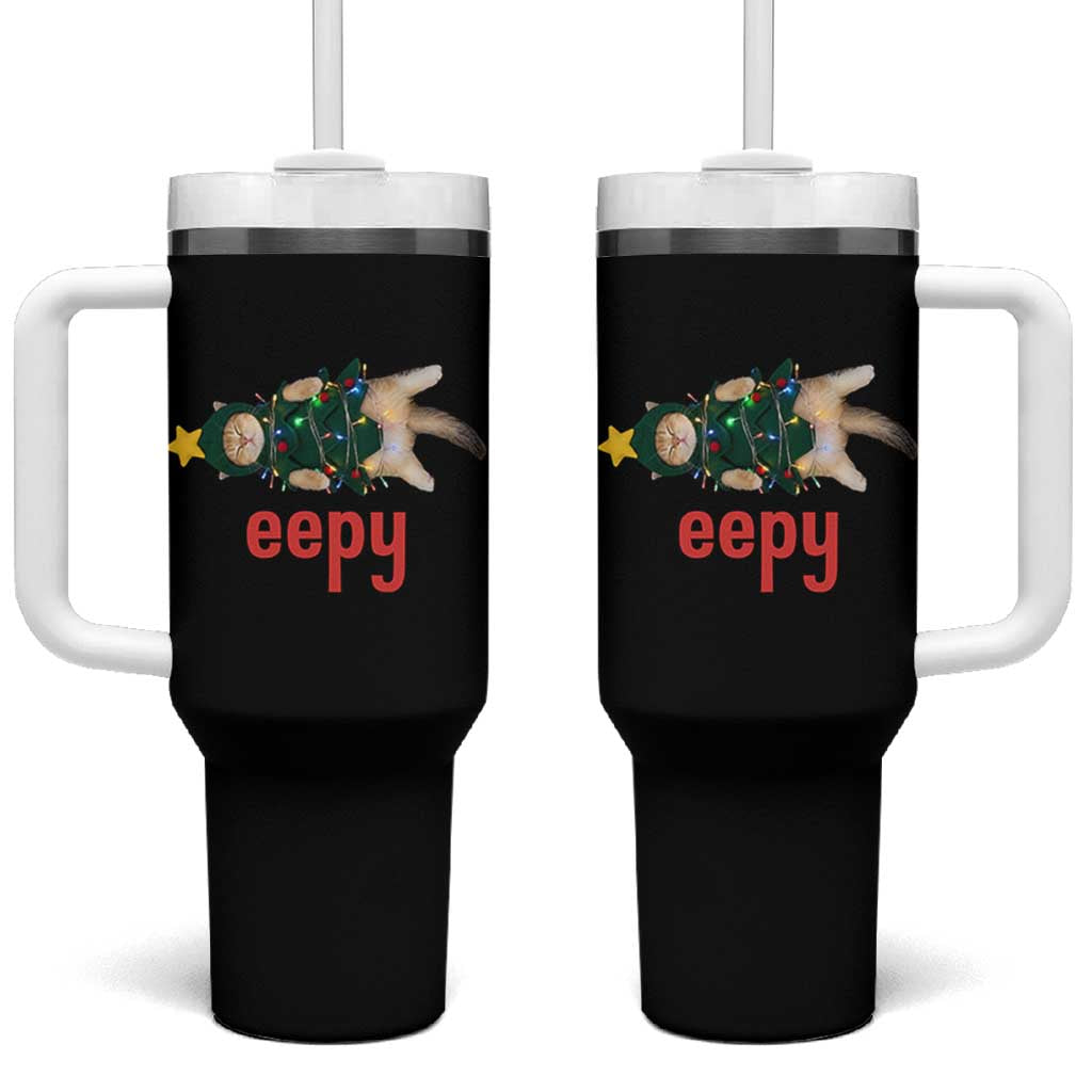 Cat Christmas Meme Tumbler With Handle Eepy Kitten Silly Sleepy - Wonder Print Shop