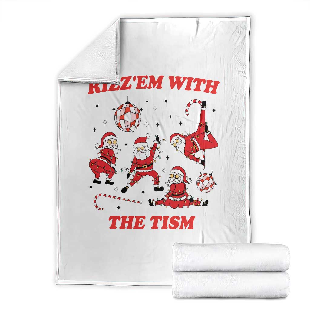 Funny Santa Christmas Throw Blanket Rizz Em With The Tism - Wonder Print Shop
