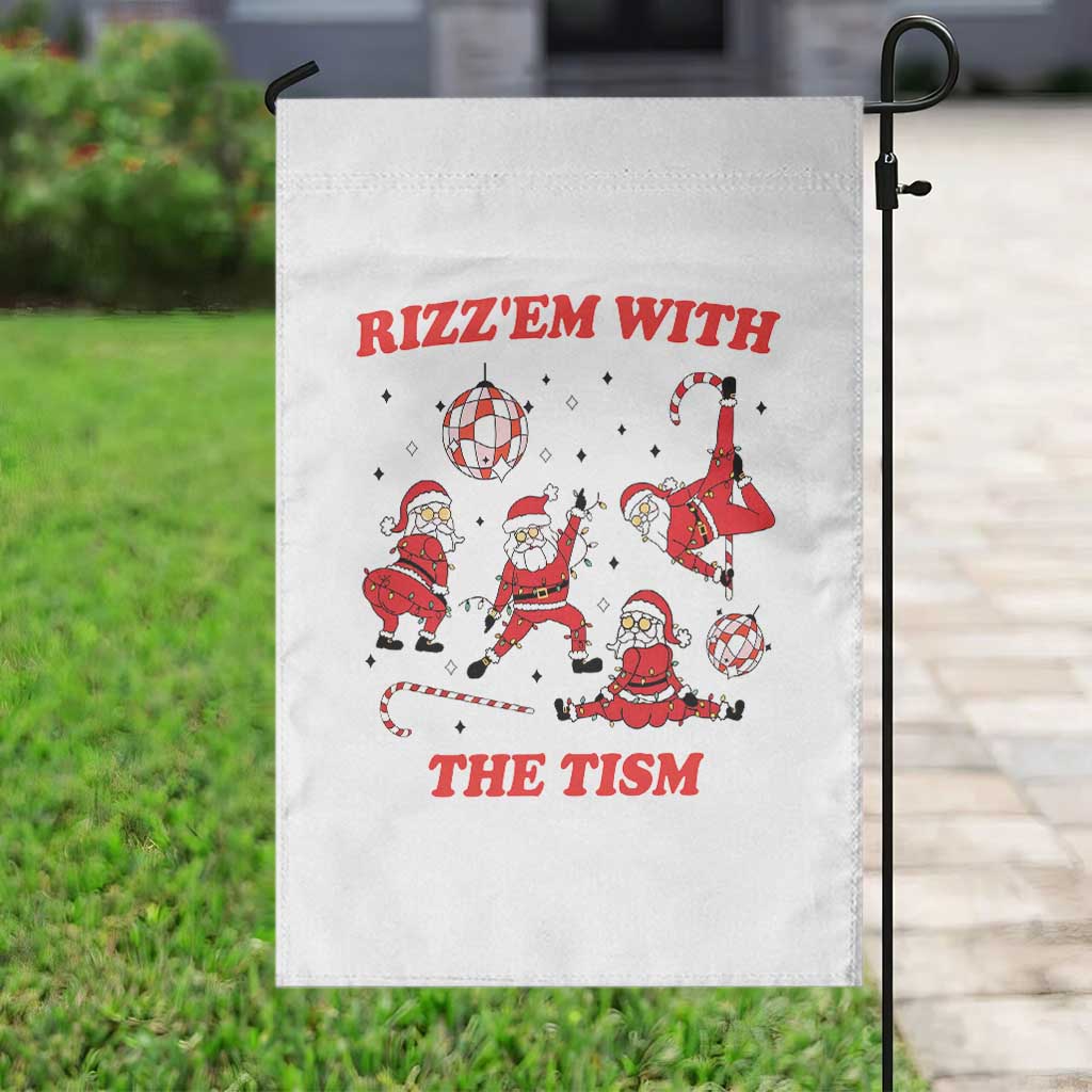 Funny Santa Christmas Garden Flag Rizz Em With The Tism - Wonder Print Shop