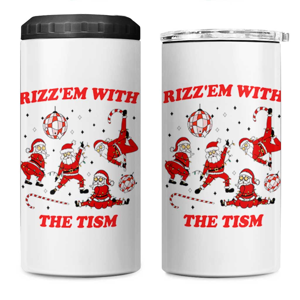 Funny Santa Christmas 4 in 1 Can Cooler Tumbler Rizz Em With The Tism - Wonder Print Shop