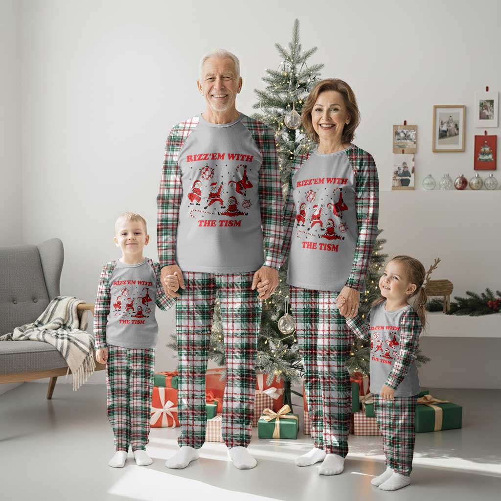 Funny Santa Christmas Plaid Pajama Set Rizz Em With The Tism - Wonder Print Shop