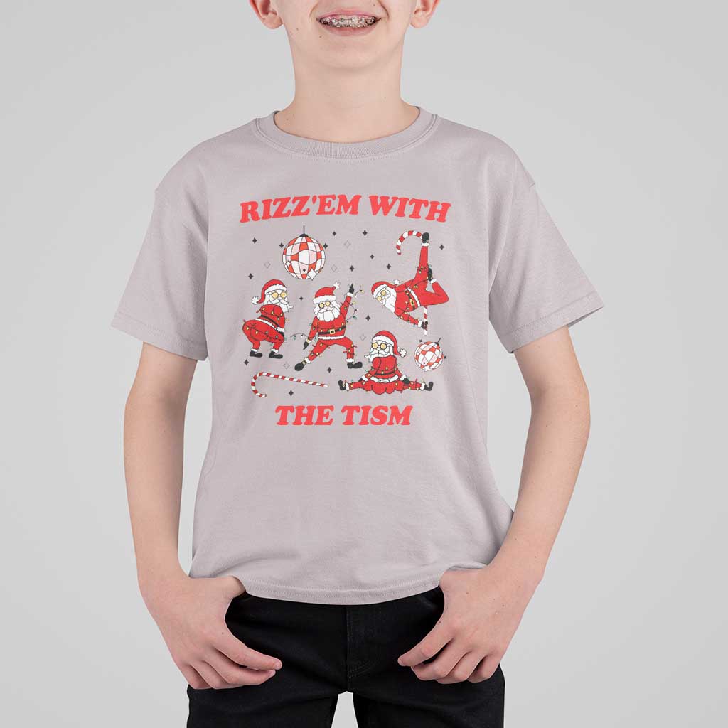 Funny Santa Christmas T Shirt For Kid Rizz Em With The Tism - Wonder Print Shop