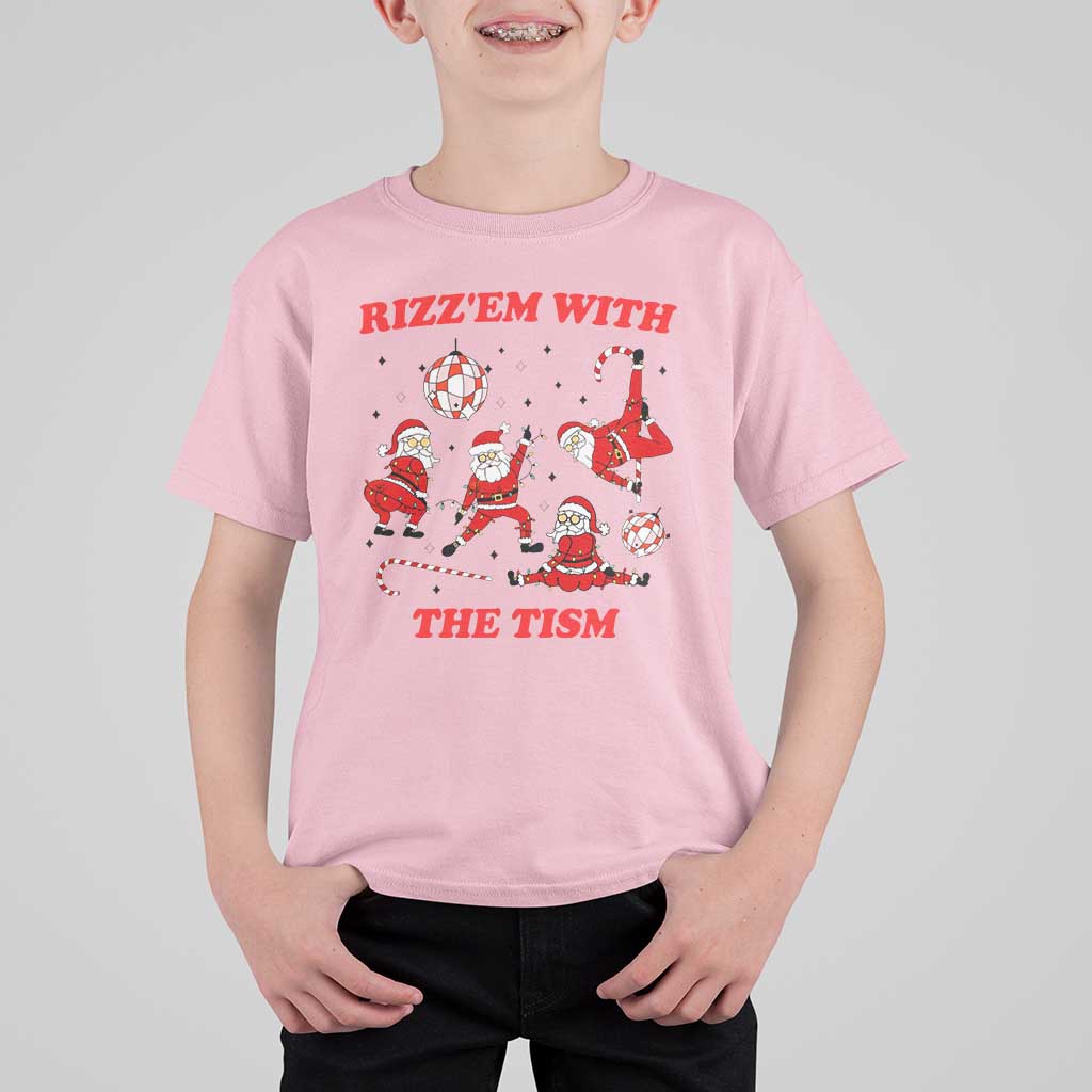 Funny Santa Christmas T Shirt For Kid Rizz Em With The Tism - Wonder Print Shop