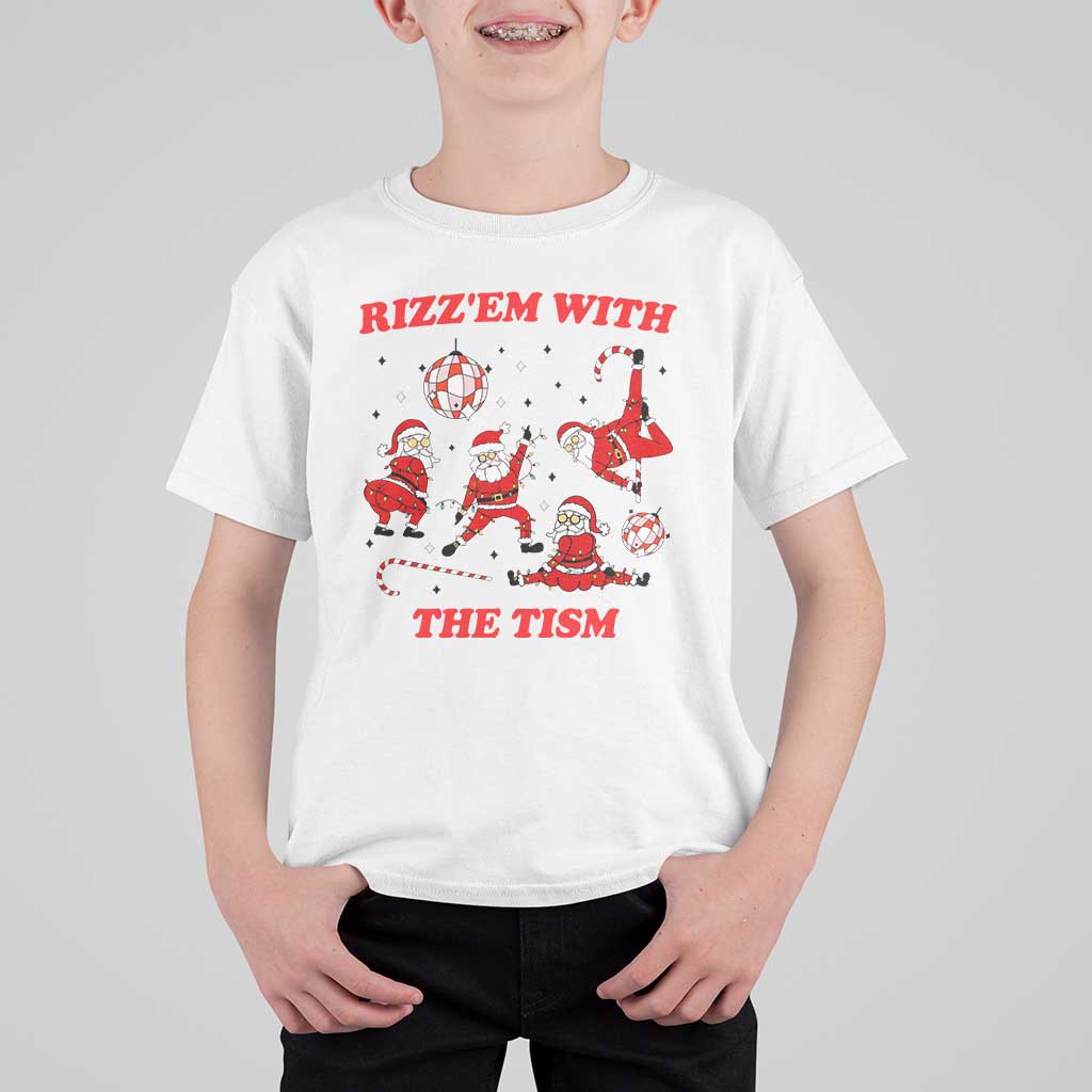 Funny Santa Christmas T Shirt For Kid Rizz Em With The Tism - Wonder Print Shop
