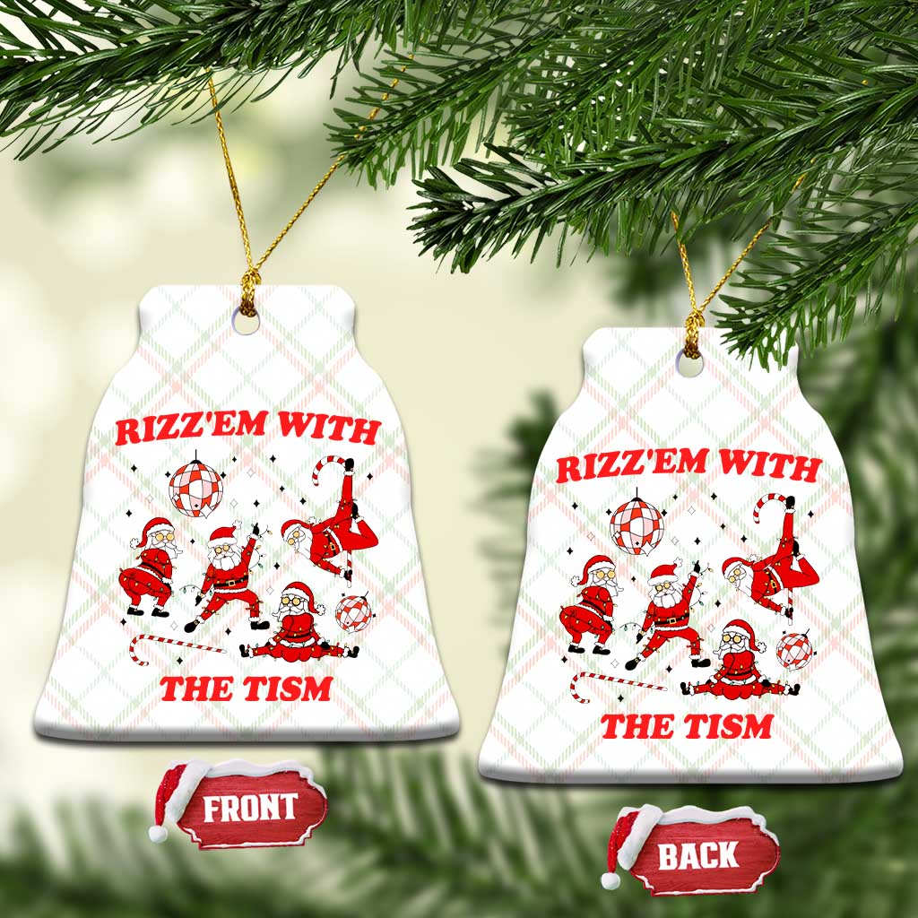 Funny Santa Xmas Ceramic Ornament Rizz Em With The Tism - Wonder Print Shop