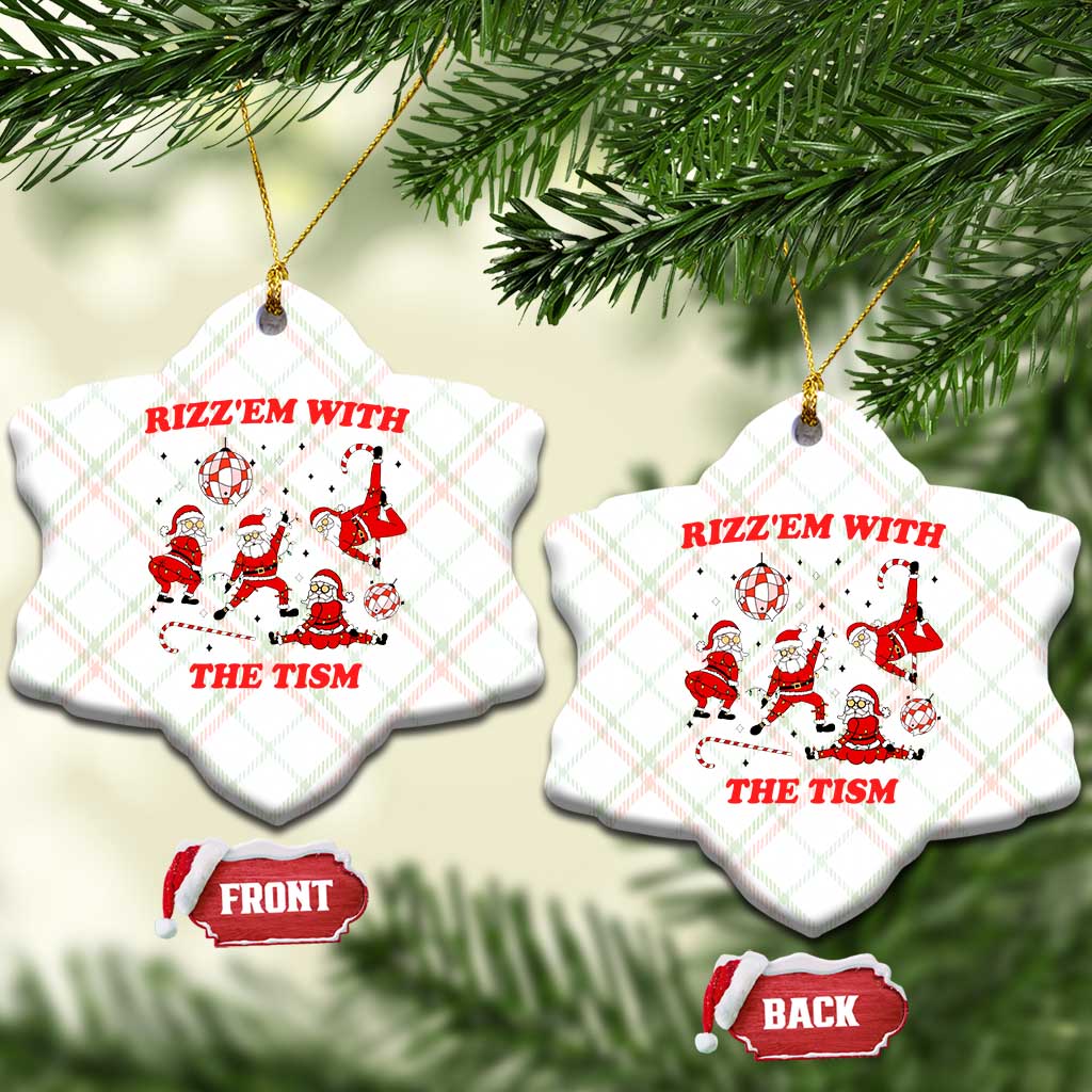 Funny Santa Xmas Ceramic Ornament Rizz Em With The Tism - Wonder Print Shop