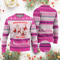 Funny Santa Xmas Ugly Christmas Sweater Rizz Em With The Tism - Wonder Print Shop