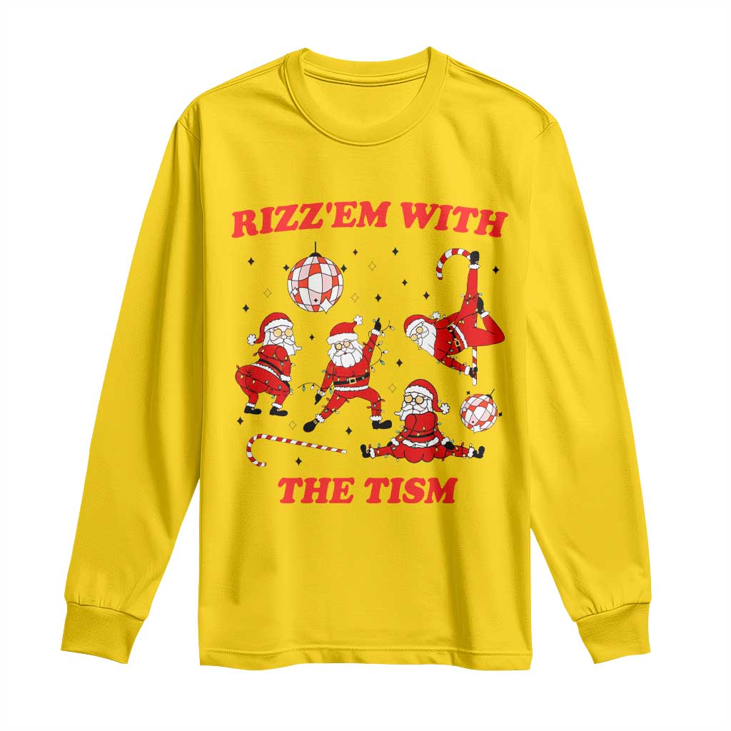 Funny Santa Christmas Long Sleeve Shirt Rizz Em With The Tism - Wonder Print Shop