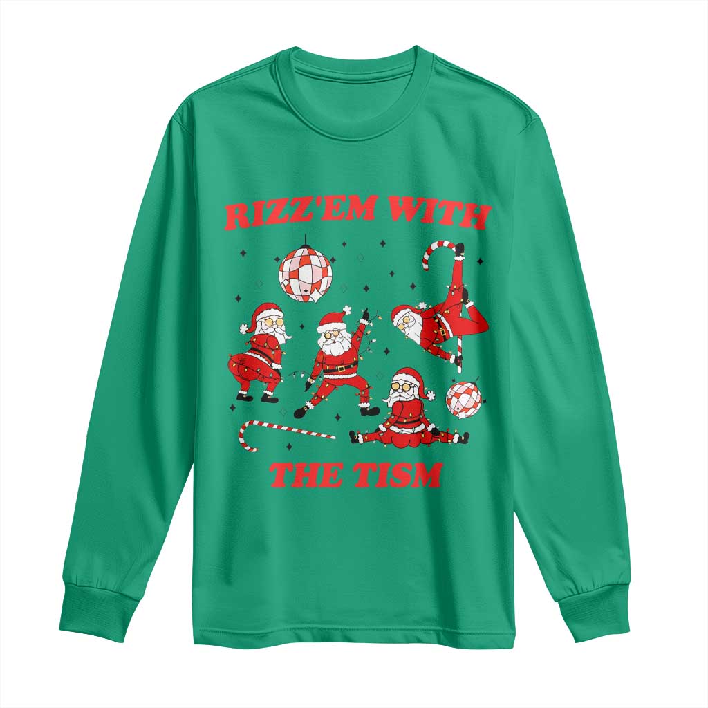 Funny Santa Christmas Long Sleeve Shirt Rizz Em With The Tism - Wonder Print Shop