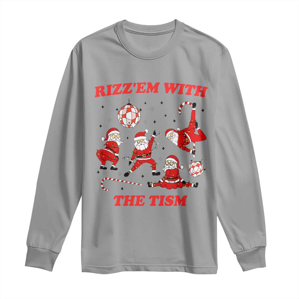 Funny Santa Christmas Long Sleeve Shirt Rizz Em With The Tism - Wonder Print Shop