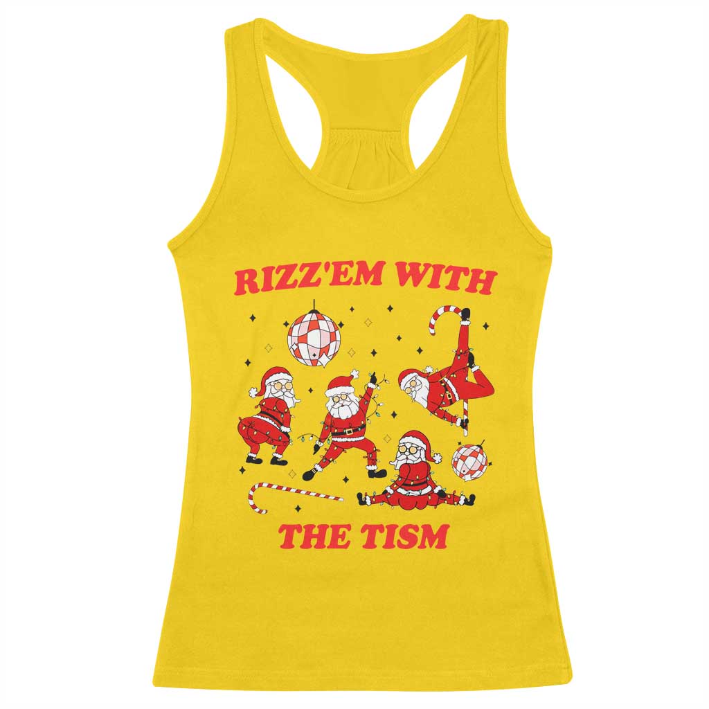 Funny Santa Christmas Racerback Tank Top Rizz Em With The Tism - Wonder Print Shop