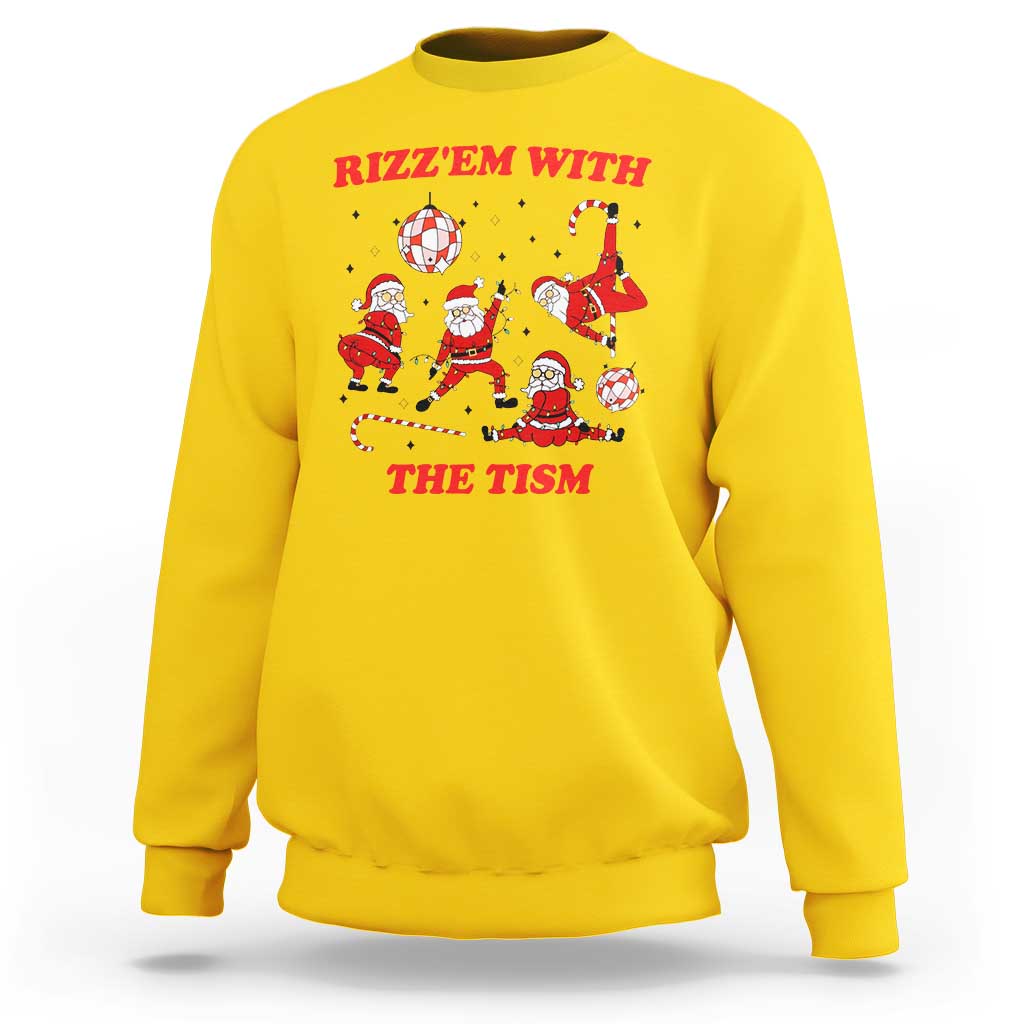 Funny Santa Christmas Sweatshirt Rizz Em With The Tism - Wonder Print Shop