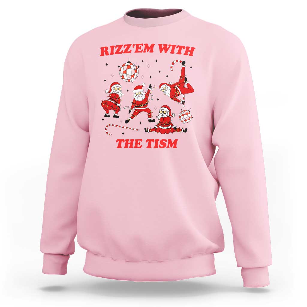 Funny Santa Christmas Sweatshirt Rizz Em With The Tism - Wonder Print Shop