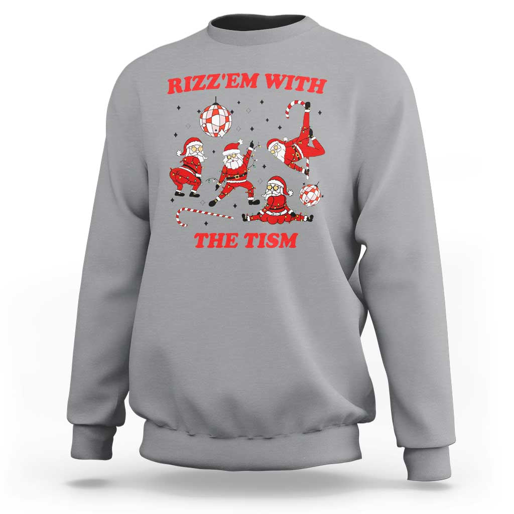 Funny Santa Christmas Sweatshirt Rizz Em With The Tism - Wonder Print Shop