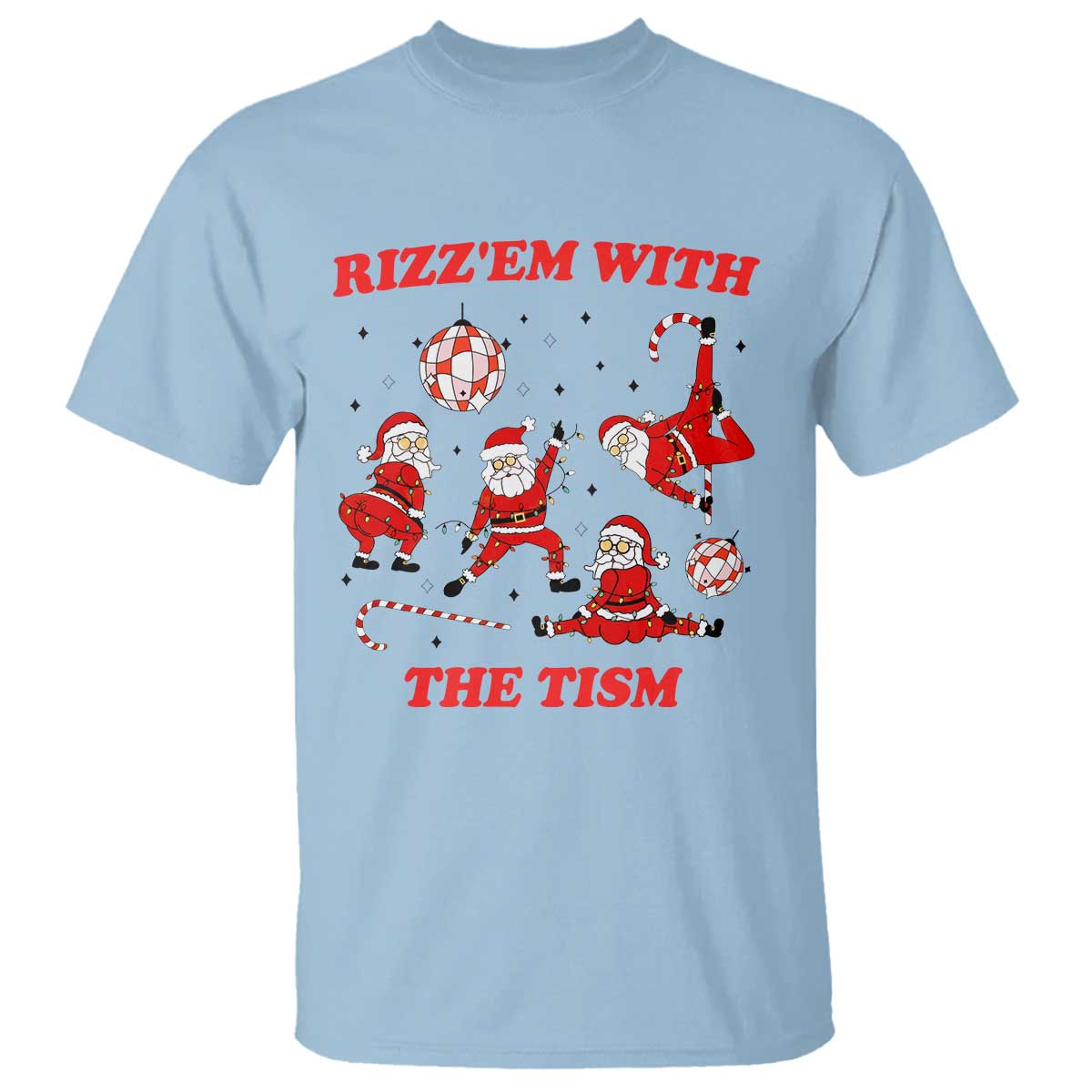 Funny Santa Christmas T Shirt Rizz Em With The Tism - Wonder Print Shop