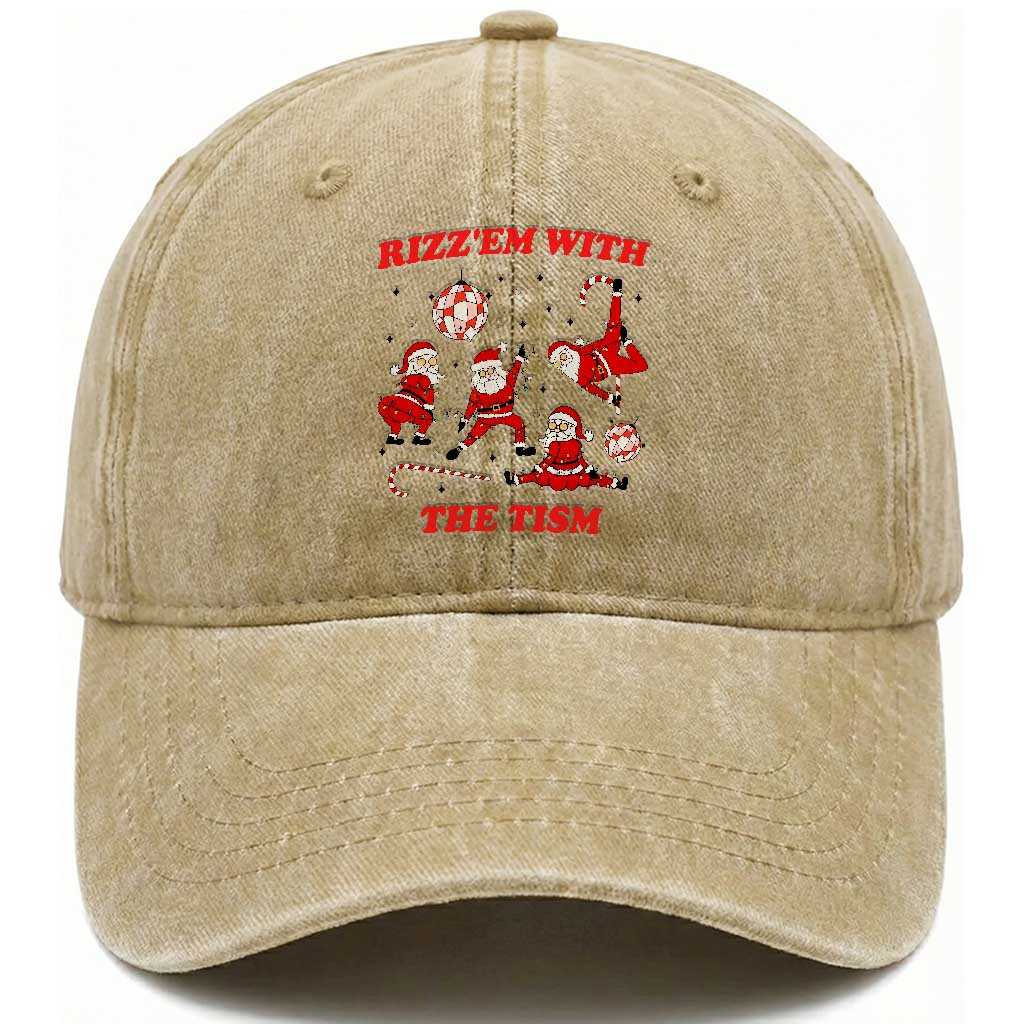 Funny Santa Christmas Washed Cotton Baseball Cap Rizz Em With The Tism