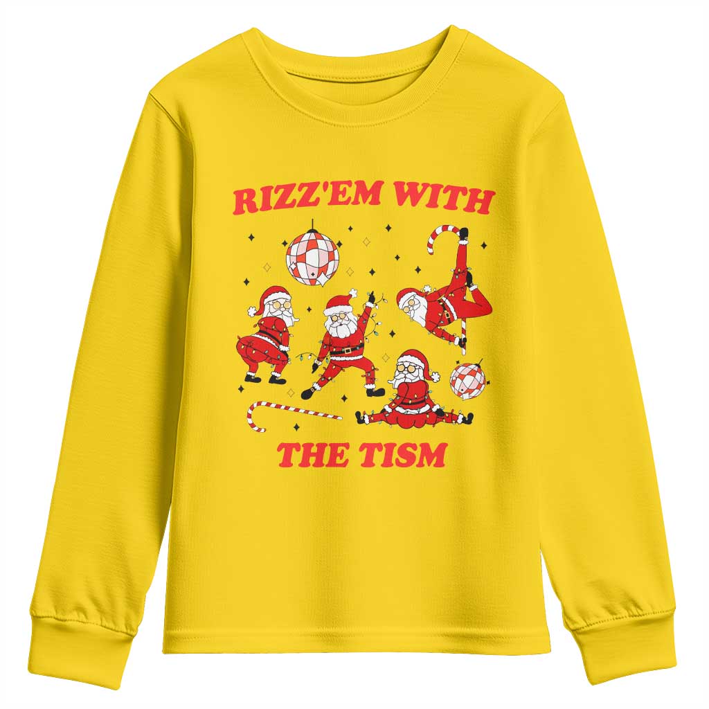 Funny Santa Christmas Youth Sweatshirt Rizz Em With The Tism - Wonder Print Shop