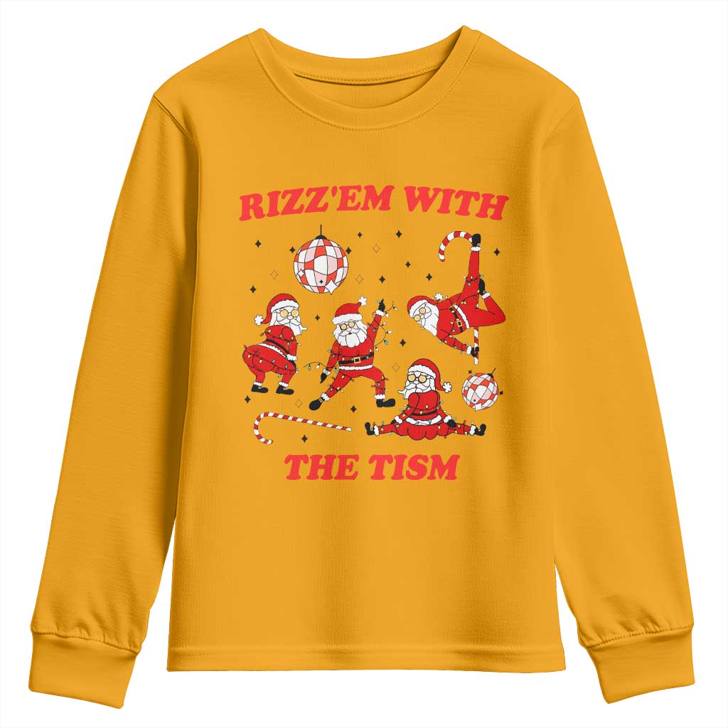 Funny Santa Christmas Youth Sweatshirt Rizz Em With The Tism - Wonder Print Shop