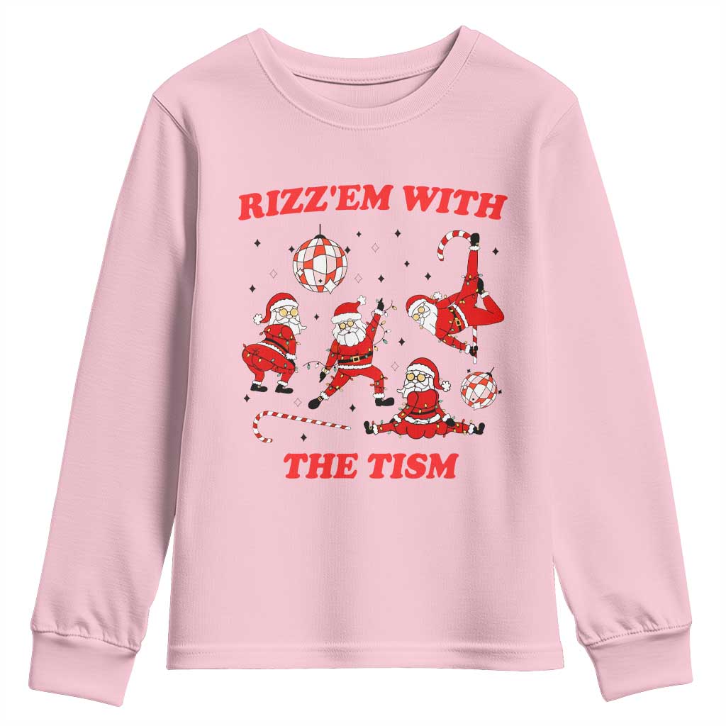 Funny Santa Christmas Youth Sweatshirt Rizz Em With The Tism - Wonder Print Shop
