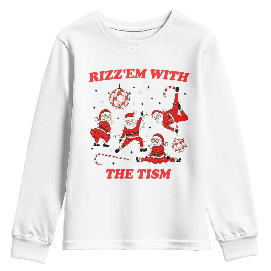 Funny Santa Christmas Youth Sweatshirt Rizz Em With The Tism - Wonder Print Shop